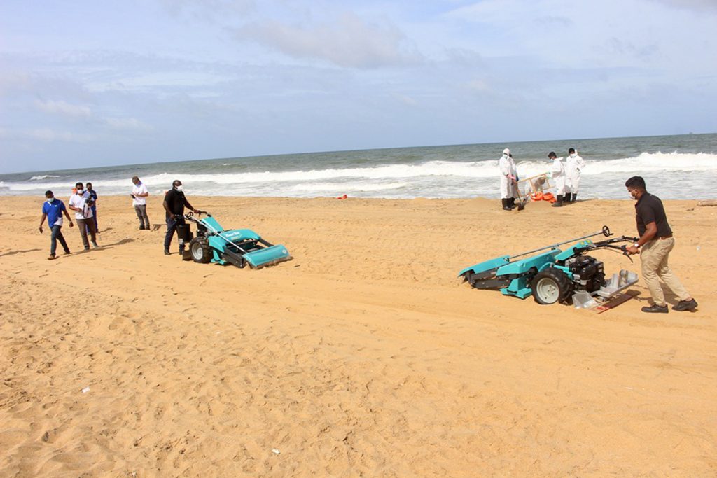 Beach Cleanup machines to remove X-Press Pearl plastic waste