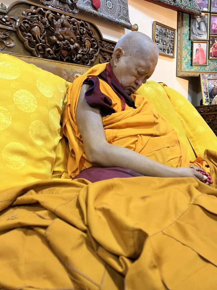 Lama Zopa Rinpoche in clear light meditation, Kopan Monastery, April 13, 2023